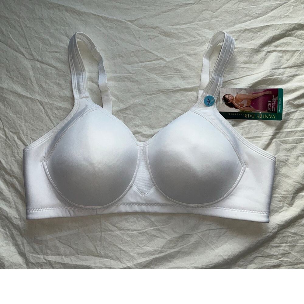 NWT Vanity Fair Medium Impact Sports Bra 38C White